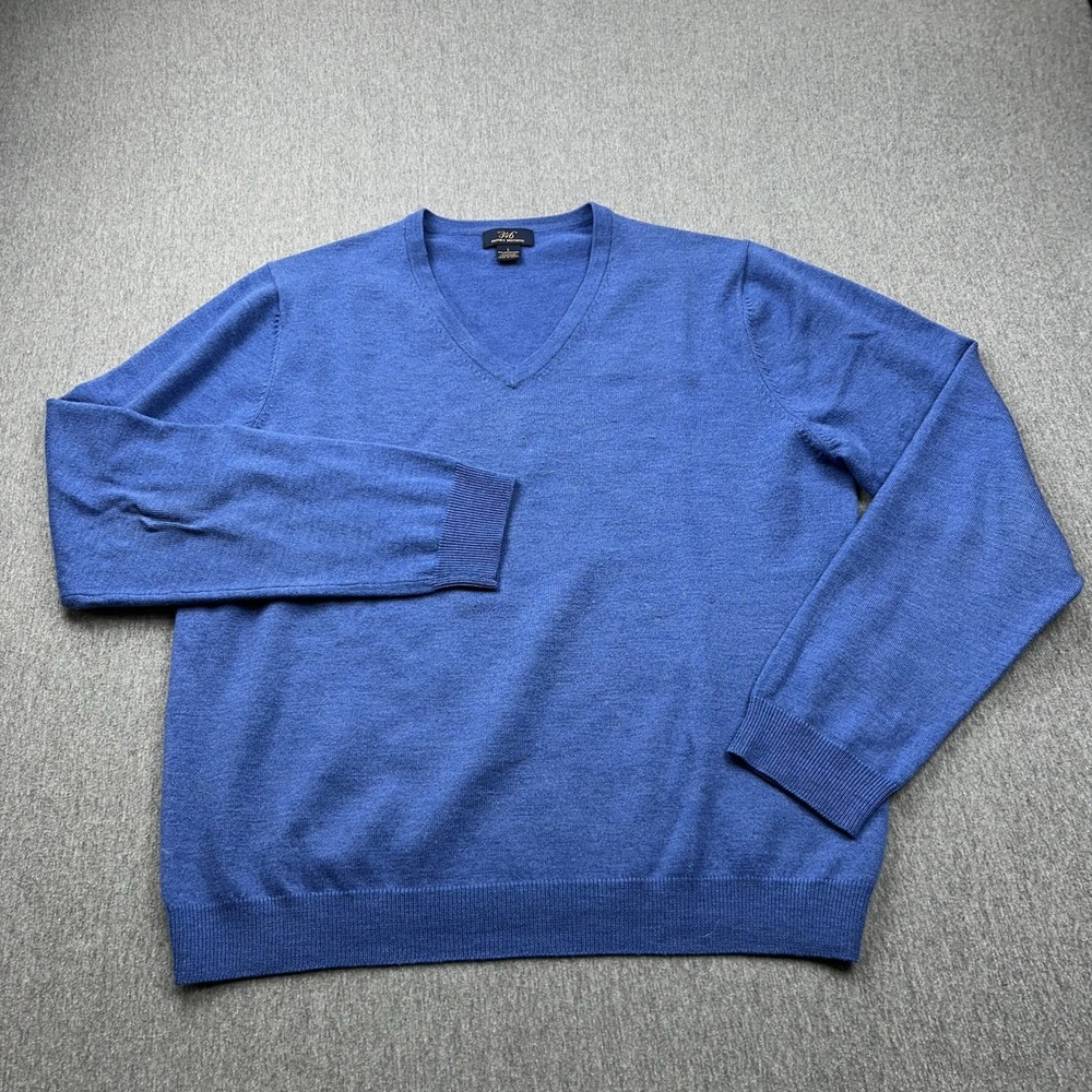 Brooks Brothers‎ 346 Merino Wool Blend Mens Large Blue VNeck Sweater Long Sleeve - Picture 2 of 11